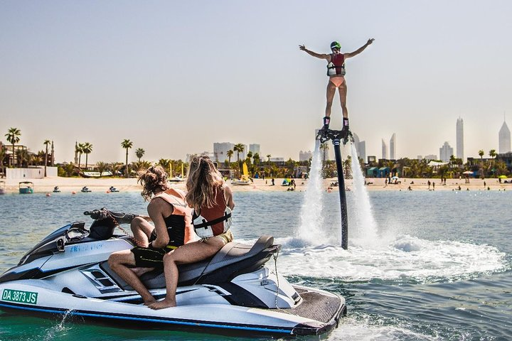 Experience the thrill of soaring above the water at La Mer Dubai. Perfect for all skill levels enjoy a fun-filled session with the latest Flyboard technology in a stunning beach setting.